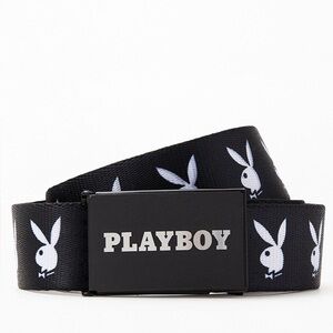 PLAYBOY Black Belt with White Logos